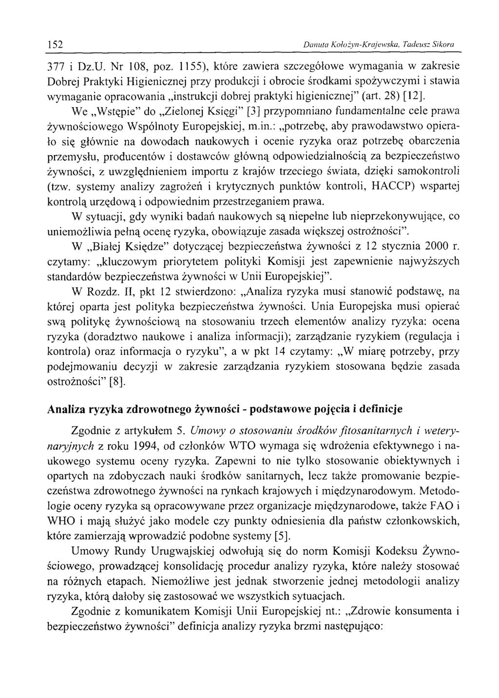 152 Danuta Kołożyn-Krajewska, Tadeusz Sikora 377 i Dz.U. Nr 108, poz.