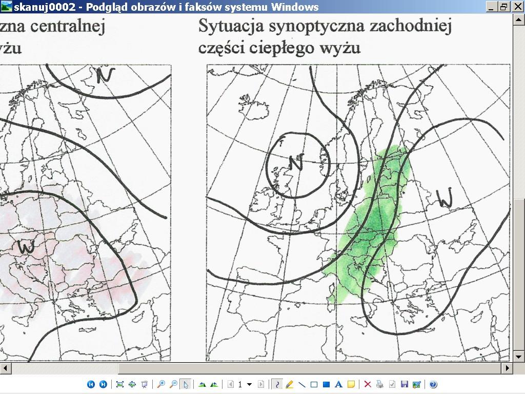 pogoda, często upalna (powyżej 30 stopni w dzień), chmury cumulus rozwijają się późno i zajmują co najwyżej 2/8 części nieboskłonu, a ich podstawy są wysokie.