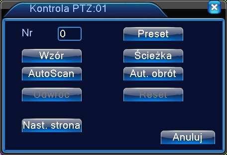 RYSUNEK 1.10 PTZ 2. ŚCIEŻKA PRESET (SEKWENCJA) 1. ŚCIEŻKA Kliknij przycisk Ścieżka jak pokazane jest na rysunku 1.11.