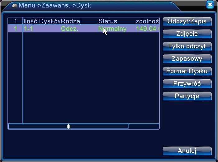 RYSUNEK 2.44 DYSKI HDD 2.5.2 Konta użytkowników Nazwy grup i użytkowników mogą mieć od 1-6 znaków.