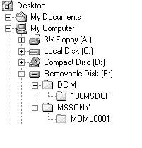 Przeglądanie obrazów nagranych na kartach Memory Stick przy użyciu komputera Pliki obrazów i ich lokalizacje docelowe Pliki obrazów nagrane za pomocą kamery są grupowane w folderach na podstawie