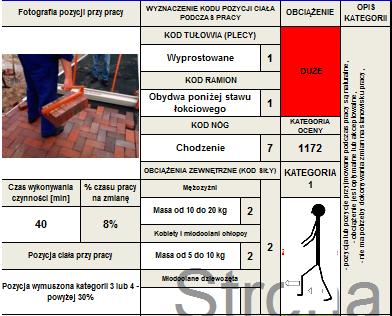 W polu tym można umieścić fotografię pozycji przy pracy Tutaj należy wybrać z rozwijanej listy pozycje pleców Tutaj należy wybrać z rozwijanej listy pozycje ramion Wartość obciążenia podawana jest