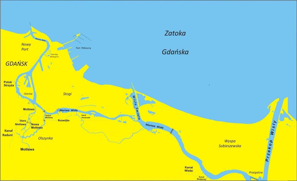 2 Charakterystyka hydrologiczna Martwej Wisły Akwen Martwej Wisły charakteryzuje się złożonym systemem krążenia wody. Występują w nim dwa obiegi wody (Jasiński 1997).