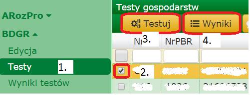 1. Dane z papierowego formularza Ankiety należy zapisać w Systemie przy pomocy funkcjonalności BDGR\Edycja : Uwaga: W przypadku gospodarstw kontynuujących Ankietę odpowiednie NIGi będą zaprezentowane
