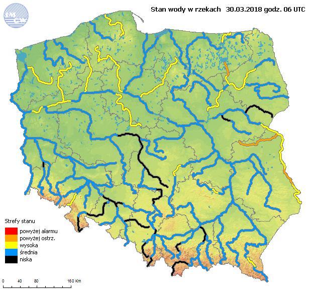 3. OCENA AKTUALNEJ I PROGNOZOWANEJ SYTUACJI HYDROLOGICZNEJ Ryc. 1. Stan wody w rzekach w Polsce Ryc. 2.