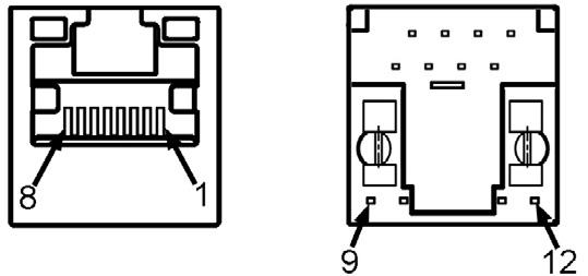 Złącze RJ-45 Numer pinu 12-pinowa strona podłączonego kabla sygnałowego 1 D+ 2 RCT 3 D- 4 D+