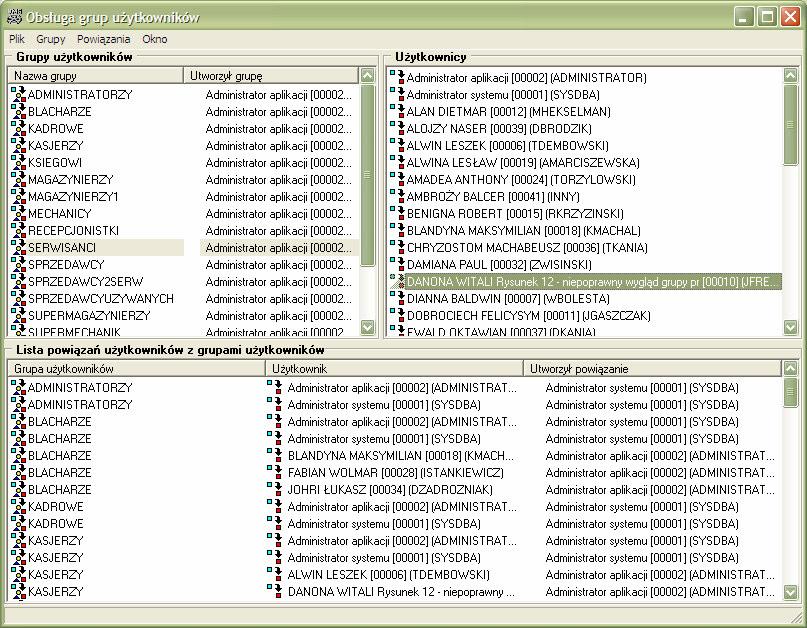 Ekran 6 - Okno grup użytkowników systemu ToyDMS. 4.
