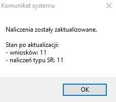 System oferuje dwie możliwości aktualizacji naliczeń. - Pierwsza możliwość to uzupełnienie wyłącznie tych naliczeń, których brakuje w systemie.