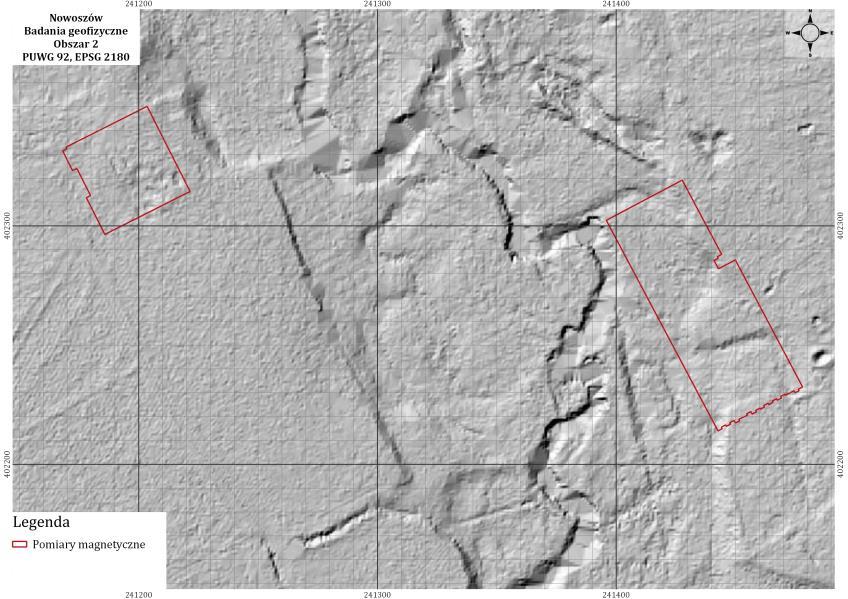 Obszaru 1 na podkładzie LIDAR.