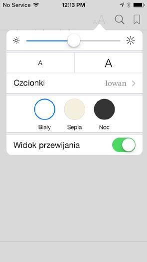 Zapamiętywanie ostatnio czytanej strony: Stuknij w, aby dodać zakładkę. Stuknij ponownie, aby dodaną zakładkę usunąć.