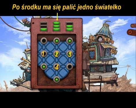 żeby najmniejszy gołąb przeszedł do środkowego domku. Czyli pośrodku ma się zaświecić jedno światełko. Rozwiązanie: numerujemy sobie środkowy poziomy rząd od 1 do 3, a pod dwójką numer 4.