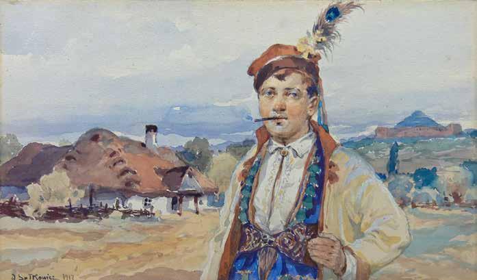 13 Adam Setkowicz (1875 Kraków 1945 tamże) Portret krakowiaka, 1917 r. akwarela, papier, 14 24,5 cm w św.