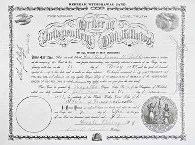 307 Certyfikat dyplomowy potwierdzający przyjęcie do Loży Daughters of Rebekah w Massachusetts wystawiony 7 kwietnia 1892 r. na nazwisko Jamesa H.