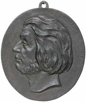 wizerunkiem Stanisława Moniuszki Bracia Łopieńscy, Warszawa, 1857 r. mosiądz; po lewej ST.