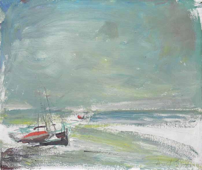 20 Marian Mokwa (1889 Malary 1987 Sopot) Żaglówki przy plaży olej, płótno, 48,5