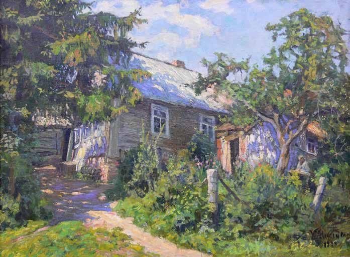 23 K. Alekseyew (XX w.) Chata w ogrodzie, 1919 r. olej, płótno, 50 67 cm sygn. l.