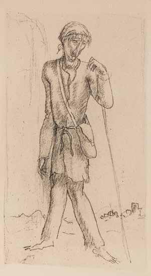 24 Eugeniusz Zak (1884 Moglino 1926 Paryż) Włóczęga miękki werniks, 15 8,5 cm (odcisk) Praca pochodzi z albumu La porte Lourde.