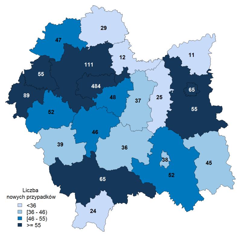 Zachorowania na nowotwór złośliwy piersi w województwie małopolskim w 2012 roku (os.