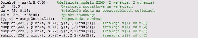 Przesuwanie i skalowanie odpowiedzi skokowych B.4.1 W środowisku Matlab Funkcja step() generuje odpowiedź skokową badanego odelu, czyli odpowiedź na skok jednostkowy pojawiający się w chwili zero.