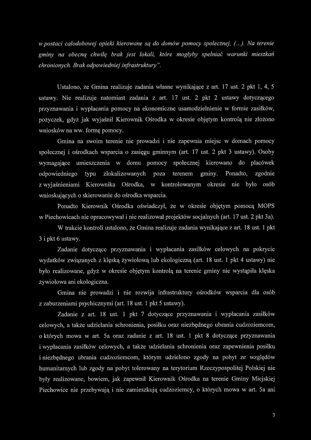 2 pkt 1, 4, 5 ustawy. Nie realizuje natomiast zadania z art. 17 ust.