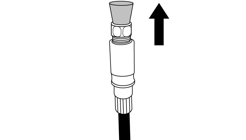 MONTAŻ (HYDRAULICZNE HAMULCE TARCZOWE) 1. Przeciągnąć przewód hamulcowy przez każdy otwór w ramie wbudowanej. 2. Zdjąć nakładkę przewodu. 6.