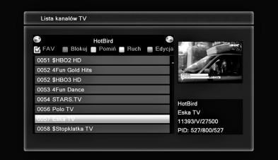 Edycja kanałów Opcja menu umożliwiająca edytowanie zaprogramowany programów.