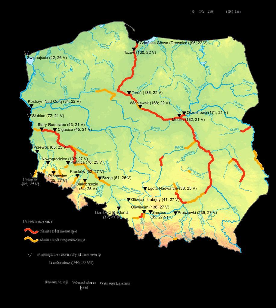 4. Przekroczenia stanów ostrzegawczych i alarmowych oraz najwyższe dobowe wzrosty