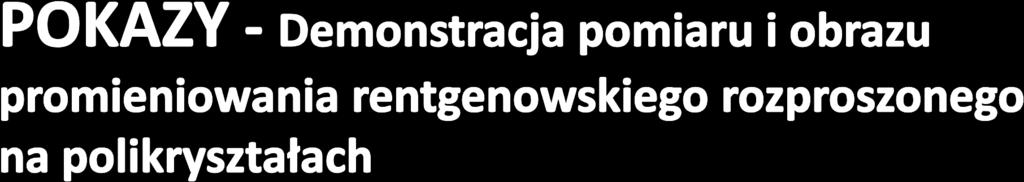 Zaprezentowano pomiar diagramu dyfrakcyjnego typowych substancji: soli, cukru czy kredy
