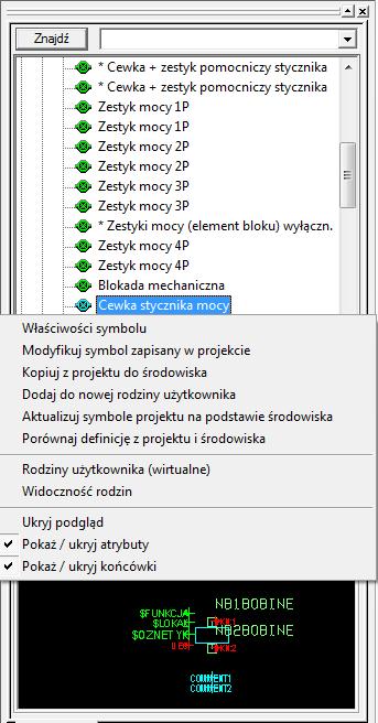 Wersja V4R3 SEE Electrical Expert Pierwsze kroki wyświetlanie symboli z projektu (niebieska), wybór warstw, wyświetla/ ukrywa Komentarze typu Informacja.