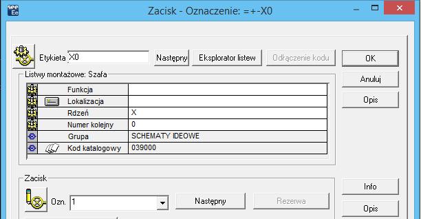 Wersja V4R3 SEE Electrical Expert Pierwsze kroki Punkt wstawienia (19,42) (16,33) (60,18) (60,12) Etykieta X0 X0 X0 X0 Rys. D.