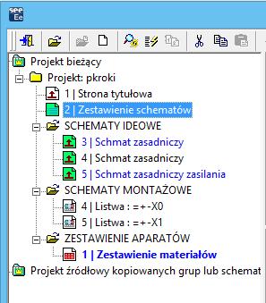 Pierwsze kroki SEE Electrical Expert Wersja V4R3 Zmiany numerów dokonuje się poprzez wskazanie rysunku i wpisanie nowego numeru.