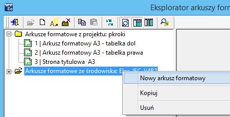 Pierwsze kroki SEE Electrical Expert Wersja V4R3 F MODYFIKACJA ARKUSZY FORMATOWYCH Program SEE Electrical Expert zapewnia możliwość modyfikacji istniejących i tworzenia nowych arkuszy formatowych.