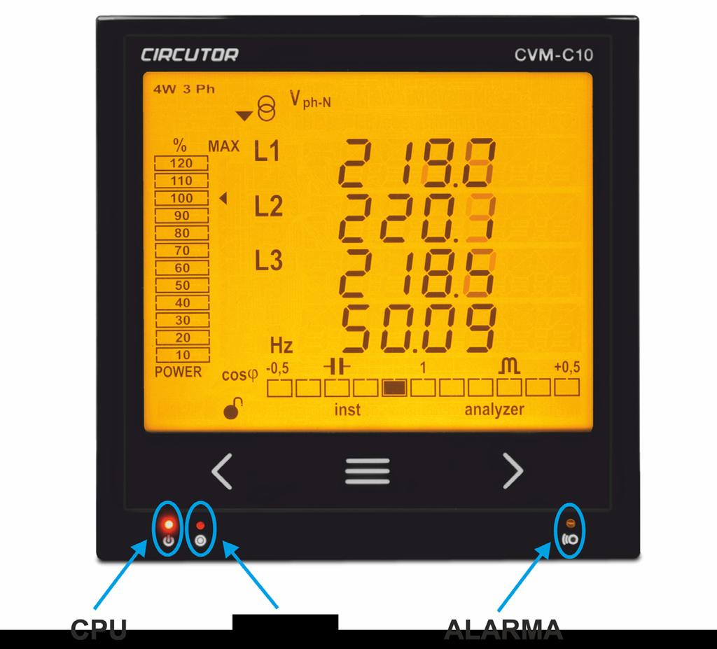4.4.- WSKAŹNIKI LED Urządzenie CVM-C10 posiada 3 kontrolki LED: - CPU - wskazuje, że urządzenie jest włączone, migając co sekundę.