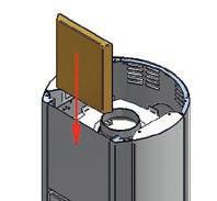 Sterowanie doprowadzeniem ciepła do akumulatora: (tylko ambiente a3 i a4) Za pomocą dźwigni nastawczej (Rys. 6e) można sterować doprowadzeniem ciepłego powietrza do elementów akumulujących.