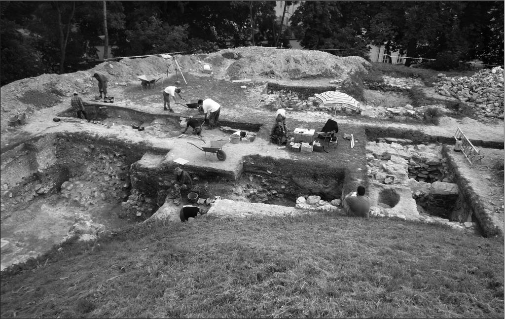 View on the trenches from the culmination of the central mound.
