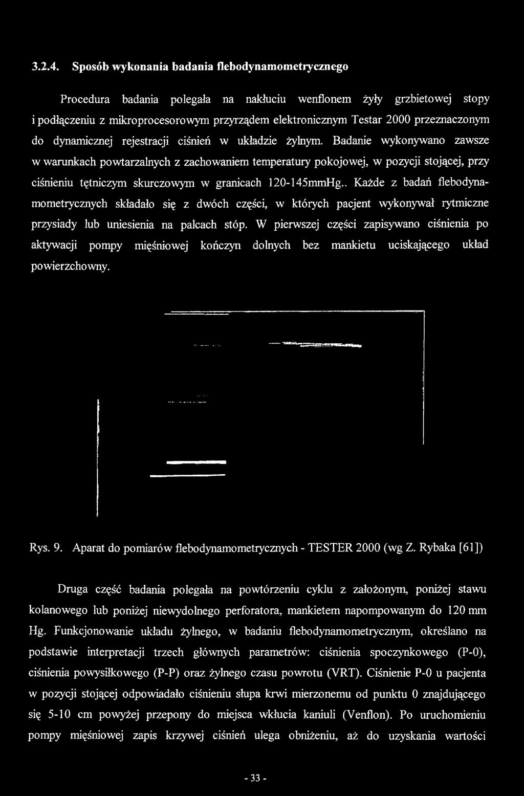 . Każde z badań flebodynamometrycznych składało się z dwóch części, w których pacjent wykonywał rytmiczne przysiady lub uniesienia na palcach stóp.