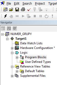 W przypadku sterownika GE PACSystem RX3i jest to Add Target->GE Intelligent Controller- >PACSystem RX3i.