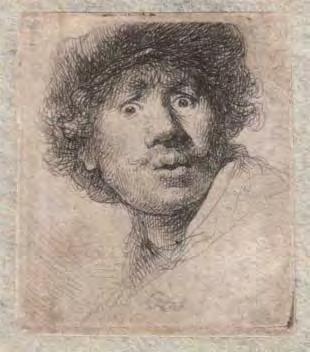 ARTYSTYCZNE TECHNIKI GRAFICZNE Rys. 3.68. Rembrandt van Rijn, Autoportret w berecie (Zdziwiony Rembrandt), 1630 r.