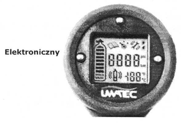 Głębokościomierz analogowy...posiada różne skale w zakresie od 0-100m. Przedstawiony model posiada skalę 0-50m. Należy zwrócić uwagę na nieliniowość skali.