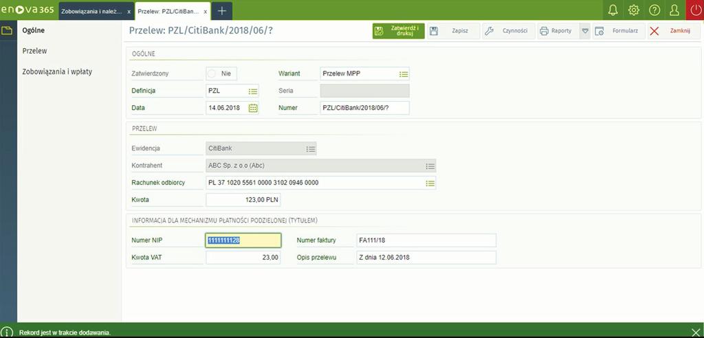 10. Rozliczenia z Urzędem Skarbowym 11. Split payment w enova365 Do tej pory rozliczania VAT z Urzędem Skarbowym opierały się na zwrocie trwającym między 60 z możliwością przedłużenia do 180 dni.
