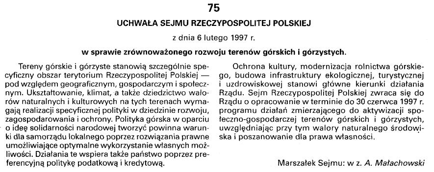 Uchwała Sejmu RP z dnia 6 lutego 1997 r.