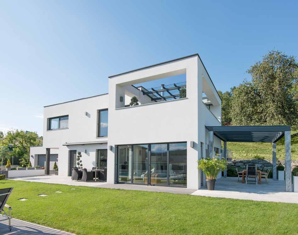 home pure NOWOCZESNY WYGLĄD Uporządkowane bryły budynku o strukturalnych liniach są w tym projekcie interesujące właśnie ze względu na ich prostotę. Białe kubiki łączą się ze sobą, tworząc całość.