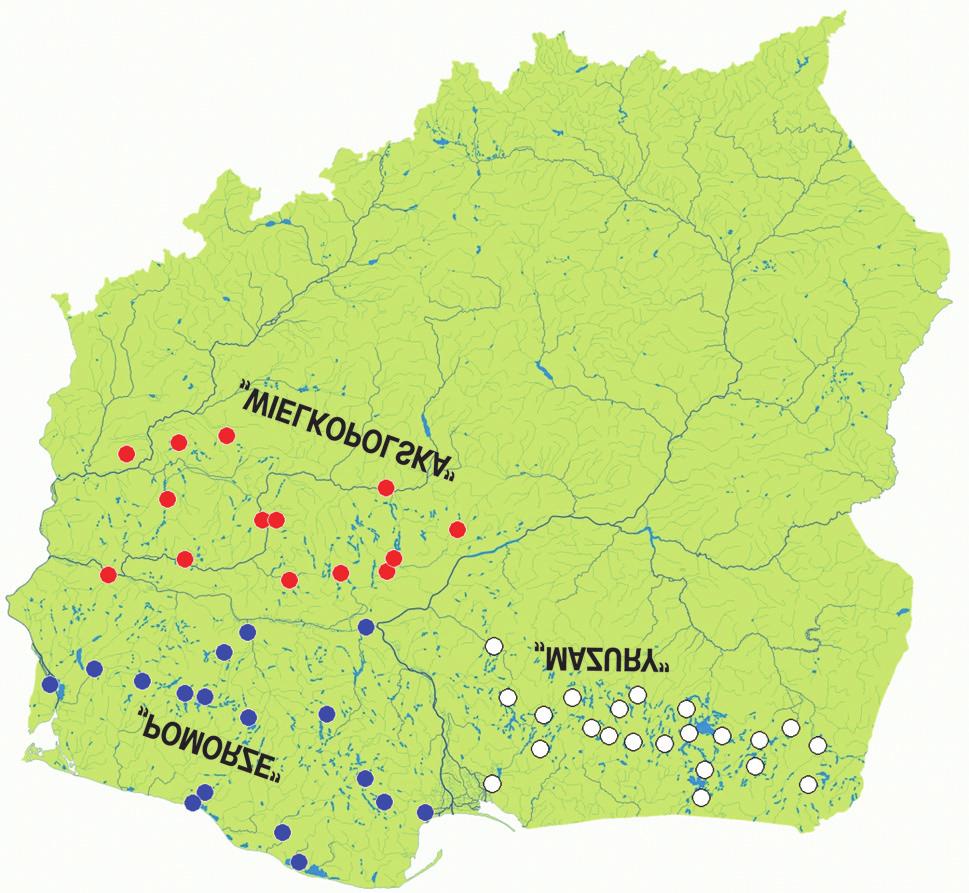 na 27 tys. ha (Wo³os i in. 215b). Niski wspó³czynnik zmiennoœci dla badanych powierzchni jezior (V% = 2,4%) œwiadczy o niewielkim zró nicowaniu próby (tab. 1).