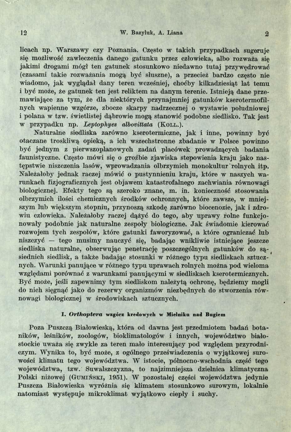 12 W. Bazyluk, A. Liana 2 licach np. Warszawy czy Poznania.