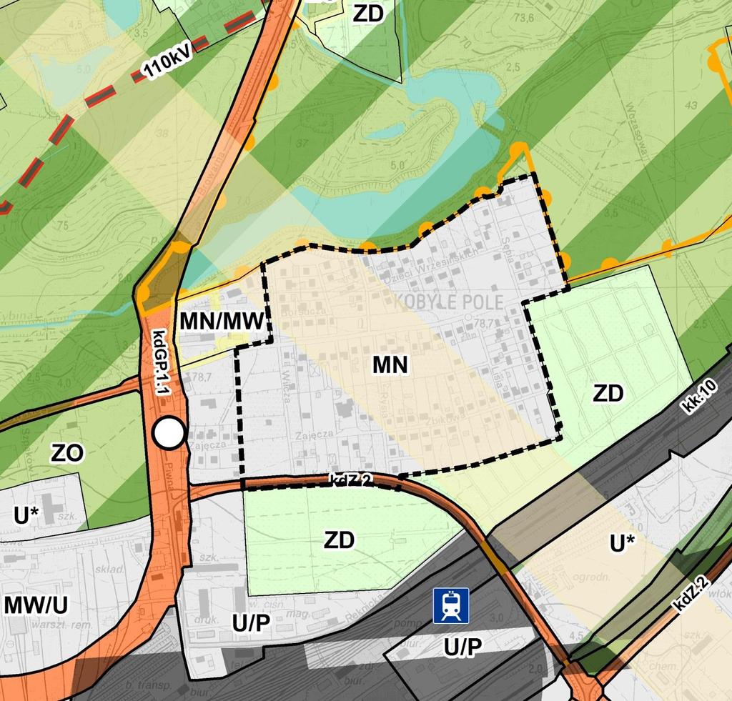 Studium uwarunkowań i kierunków zagospodarowania przestrzennego Miasta Poznania z 2014 r. MN - tereny zabudowy mieszkaniowej jednorodzinnej, KdZ.