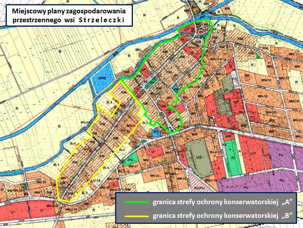 Granice stref ochrony konserwatorskiej we wsi Strzeleczki (oprac.