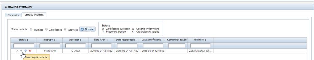 3 Zestawienia OTAGO Przykład 62 Po wywołaniu zestawienia w tabeli znajdą się wartości poszczególnych przychodów