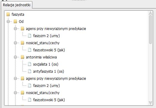 Warsztaty Ad. 6: Relacje jednostki Relacje jednostek: Relacje o charakterze derywacyjnym: np. rola agens: rozpruwacz1 (os) rozpruwać1 (dtk), np.