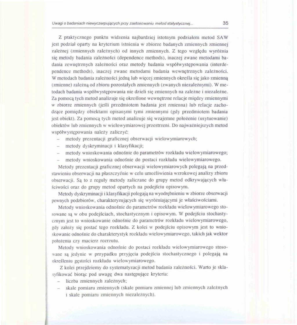 Uwagi o badaniach niewyczerpujących przy zastosowaniu metod statystycznej.