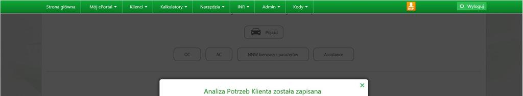 WYŚLIJ EMAIL wysyła sporządzony dokument bezpośrednio z Cportal na skrzynkę Klienta (opcja dostępna jest